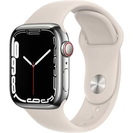 Apple Watch (Series 7) 2021 GPS 41 mm - Acero inoxidable Plata - Correa deportiva Blanco