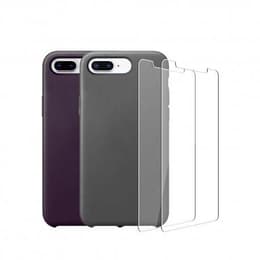Funda iPhone 7/8 Plus y 2 protectores de pantalla - Silicona - Gris