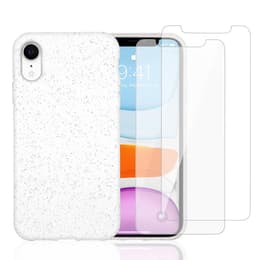 Funda iPhone XR y 2 protectores de pantalla - Material natural - Blanco