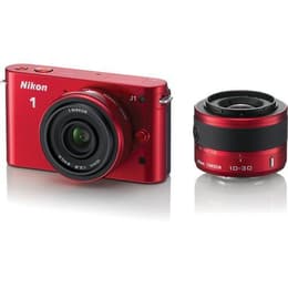 Híbrido Nikon 1 J1 - Rojo + lente Nikkor 1 10-30 mm 1: 3.5-5.6 + 10 mm 1: 2.8