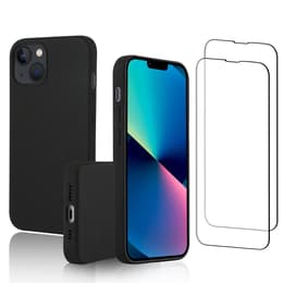 Funda iPhone 14 y 2 protectores de pantalla - Silicona - Negro