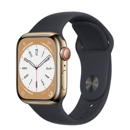 Apple Watch (Series 7) 2021 GPS 45 mm - Acero inoxidable Oro - Correa deportiva Negro