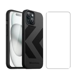 Back Market Funda iPhone 15 y pantalla protectora - Plástico reciclado - Negro (Chevron)