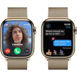 Apple Watch Series 9 (2023) GPS + Cellular 45 mm - Acero inoxidable Oro - Pulsera Milanese Loop Oro