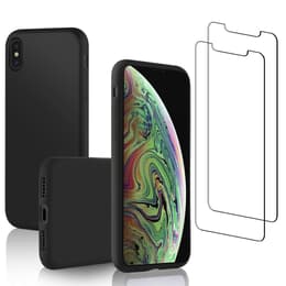 Funda iPhone XS Max y 2 protectores de pantalla - Silicona - Negro