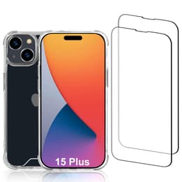 Funda iPhone 15 Plus y 2 protectores de pantalla - Plástico reciclado - Transparente