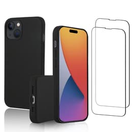 Funda iPhone 15 y 2 protectores de pantalla - Silicona - Negro