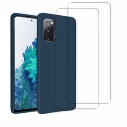 Funda Galaxy S20 FE y 2 protectores de pantalla - Silicona - Azul marino