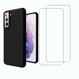 Funda Galaxy S21 FE 5G y 2 protectores de pantalla - Silicona - Negro