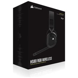 Cascos reducción de ruido gaming con cable + inalámbrico micrófono Corsair HS80 RGB Wireless - Negro