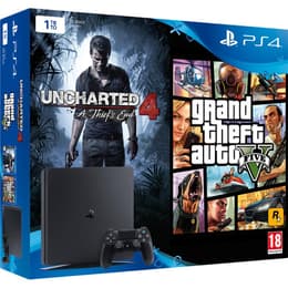 PlayStation 4 Slim 1000GB - Jet black + Uncharted 4: A Thief´s End + Grand Theft Auto V