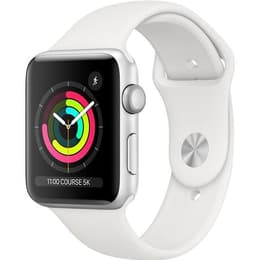 Apple Watch (Series 3) GPS 42 mm - Acero inoxidable Plata - Correa deportiva Blanco