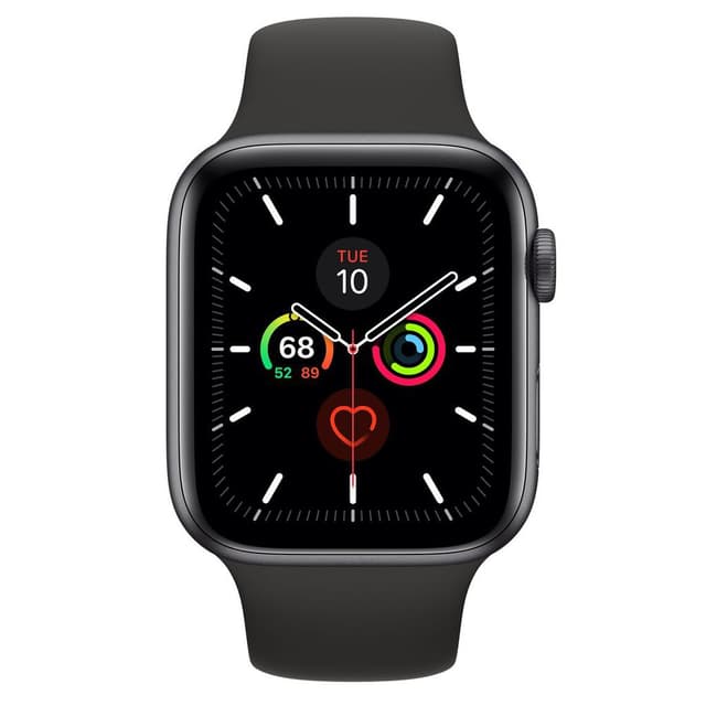 Apple Watch (Series 5) GPS 44 mm - Aluminio Gris - Correa Correa deportiva Negro