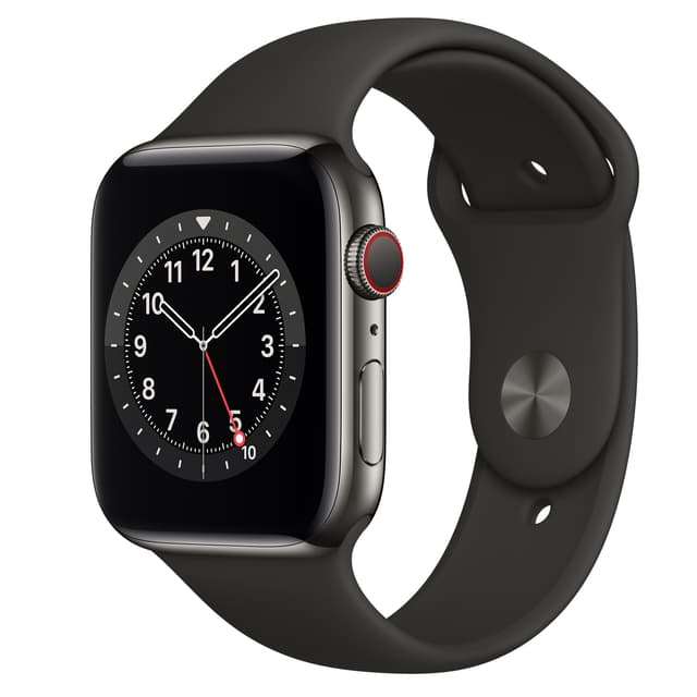Apple Watch (Series 6) Septiembre 2020 44 mm - Acero inoxidable Grafito - Correa Deportiva Negro