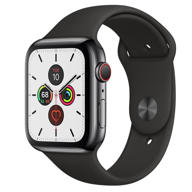 Apple Watch (Series 5) GPS + Cellular 44 mm - Acero inoxidable Negro espacial - Correa Correa deportiva Negro