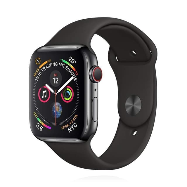 Apple Watch (Series 4) Septiembre 2018 44 mm - Acero inoxidable Gris espacial - Correa Deportiva Negro