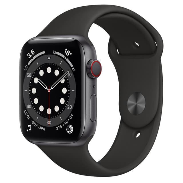 Apple Watch (Series 6) GPS + Cellular 44 mm - Aluminio Gris espacial - Correa Correa loop deportiva Negro