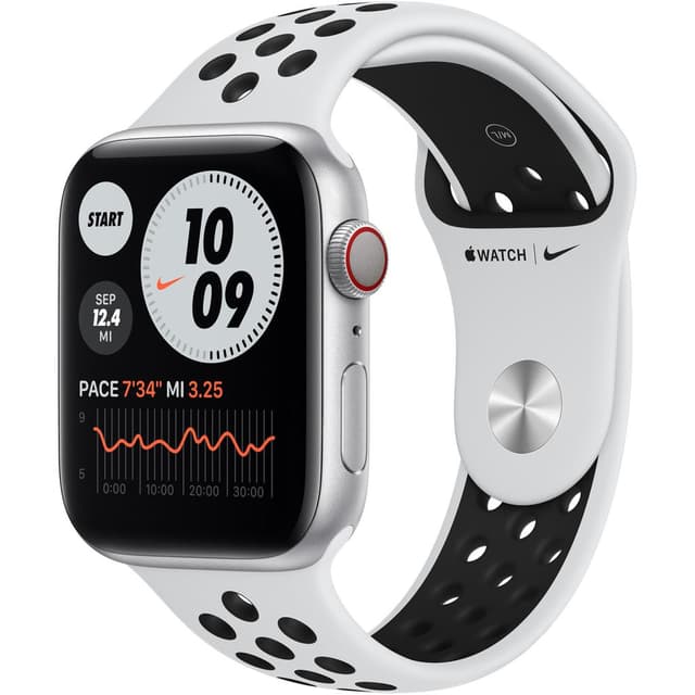 Apple Watch (Series 6) Septiembre 2020 44 mm - Aluminio Plata - Correa Deportiva Nike Platino puro/negro